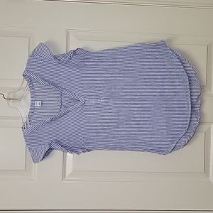 Old Navy Linen Cotton blend, blue and white stripes, V neck, cap sleeves